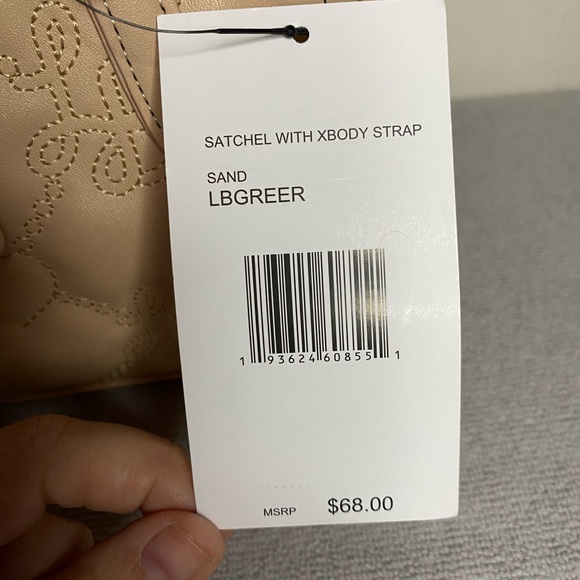 Betsey Johnson Satchel with Crossbody Strap Sand Color NWT - Picture 4 of 8